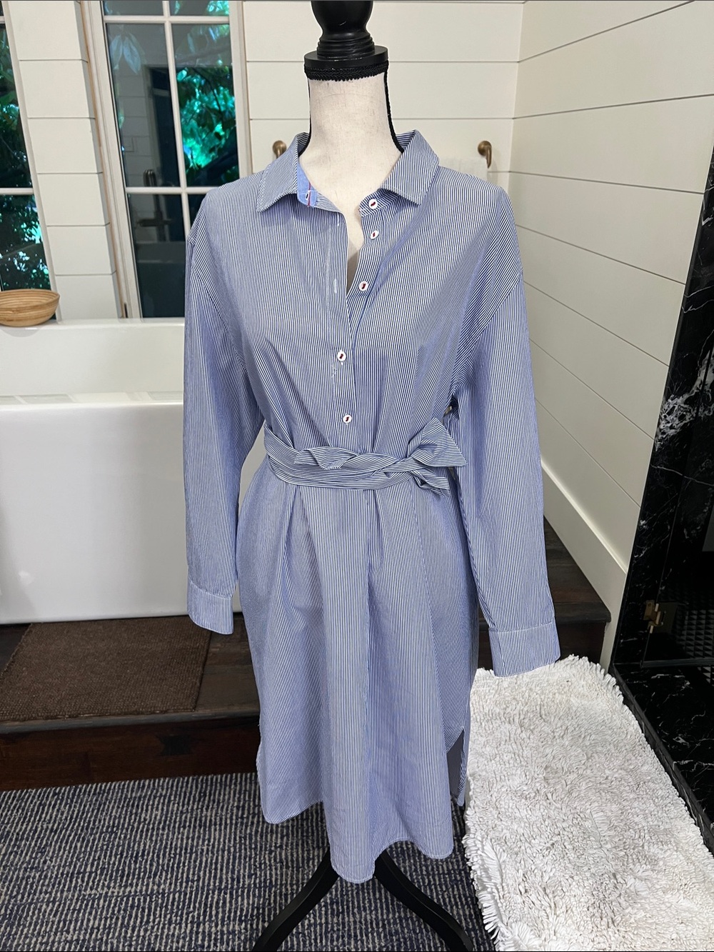 Mersea blue striped shirt dress L/XL - Picture 2 of 8